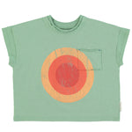 T-Shirt Green / Multicolor Circle Print