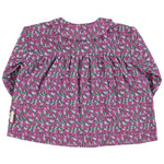 Bluse Peter Pan Collar Magenta Flowers