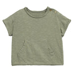 T-Shirt mit Kängurutasche Bio-Baumwolle grün