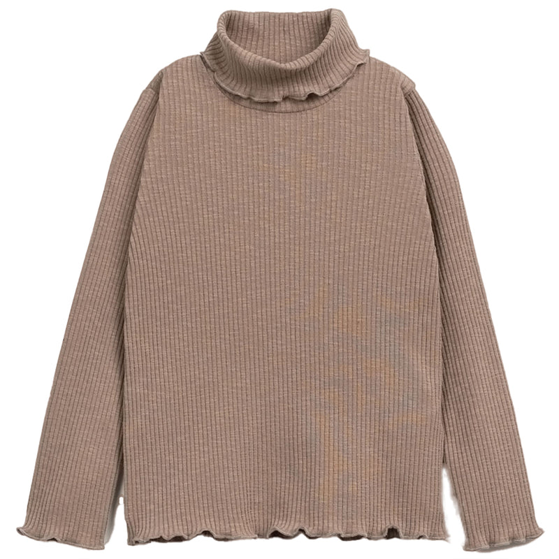 Rollkragen Ripp-Shirt Bio-Baumwolle