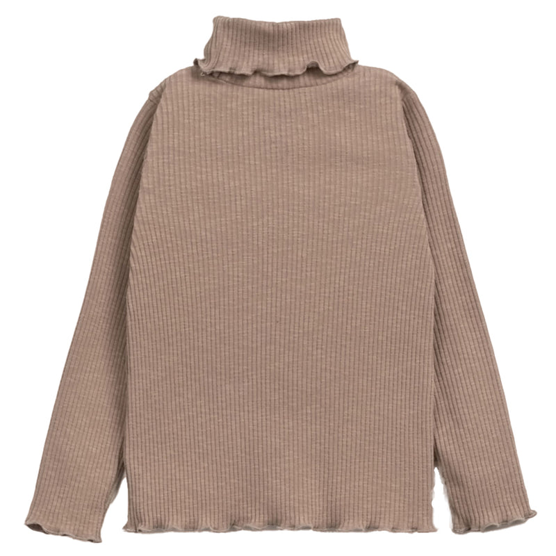 Rollkragen Ripp-Shirt Bio-Baumwolle