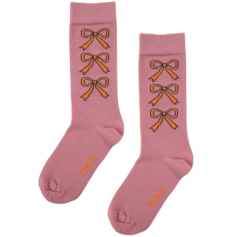 Bows Medium Socks Dusty Mauve