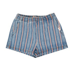 Stripes Mulicolor Shorts Light Blue Denim