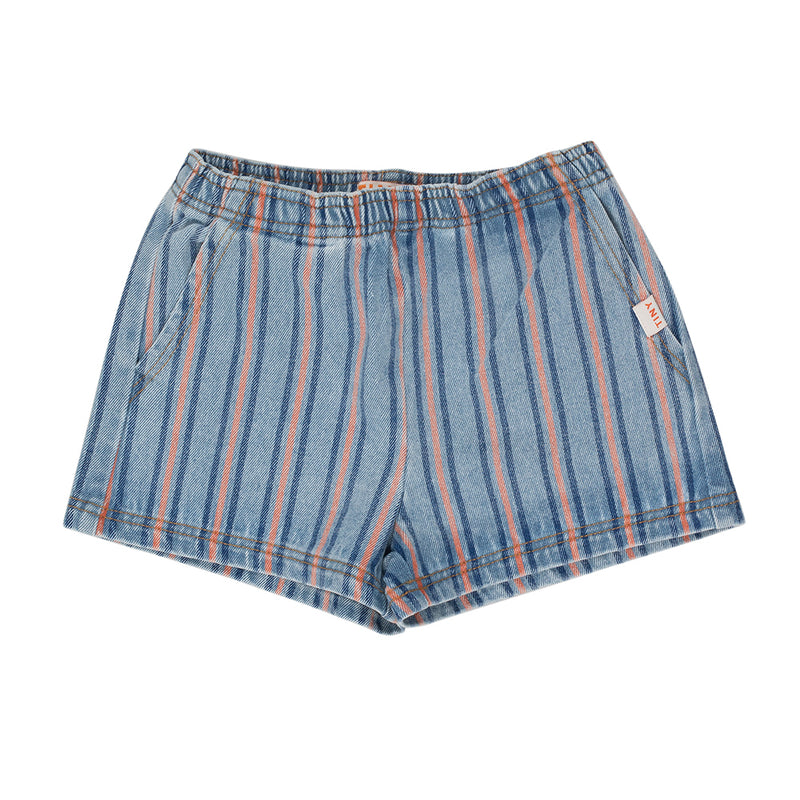 Stripes Mulicolor Shorts Light Blue Denim