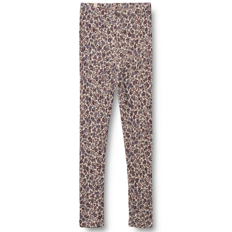 Merino Leggings Purple Flowers
