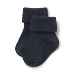 Woll-Rippsocken Navy