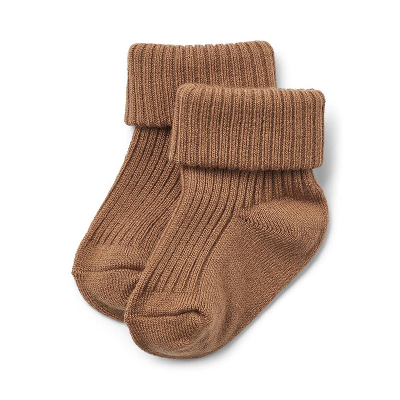 Woll-Rippsocken Caramel