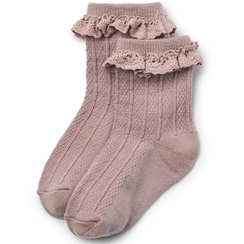 Woll-Spitzensocken Nora Dry Rose