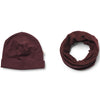 Merinowoll-Set aus Mütze & Schlauchtuch Arta Aubergine
