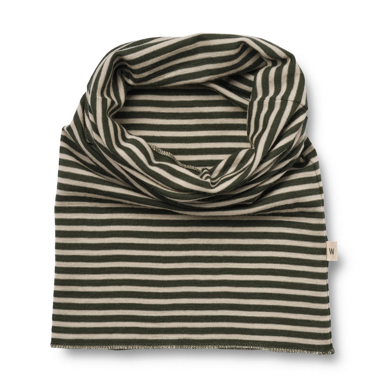 Merinowoll-Set aus Mütze & Schlauchtuch Arta Green Stripe
