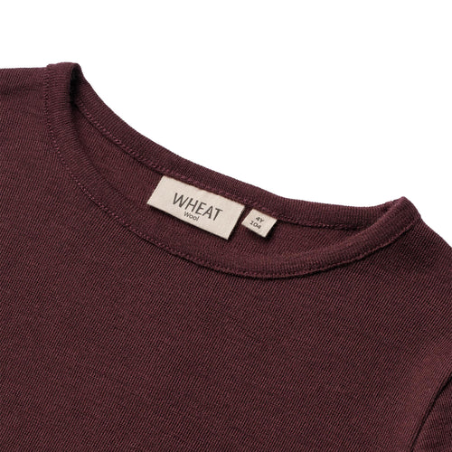 Merino Langarmshirt Aubergine
