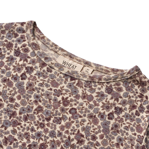 Merino Langarmshirt Purple Flowers