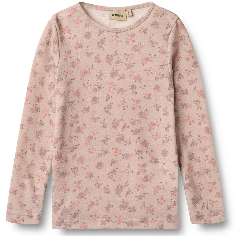 Merino Langarmshirt Alfie Lilac Flowers