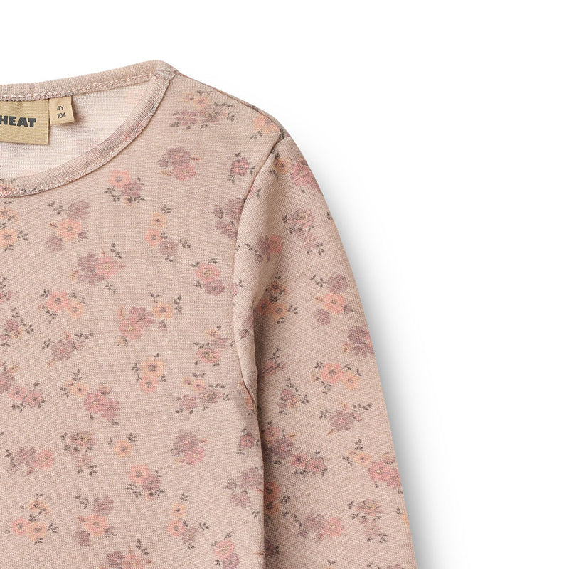 Merino Langarmshirt Alfie Lilac Flowers