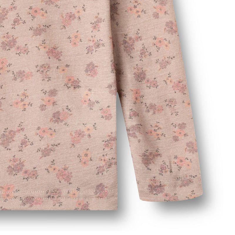 Merino Langarmshirt Alfie Lilac Flowers
