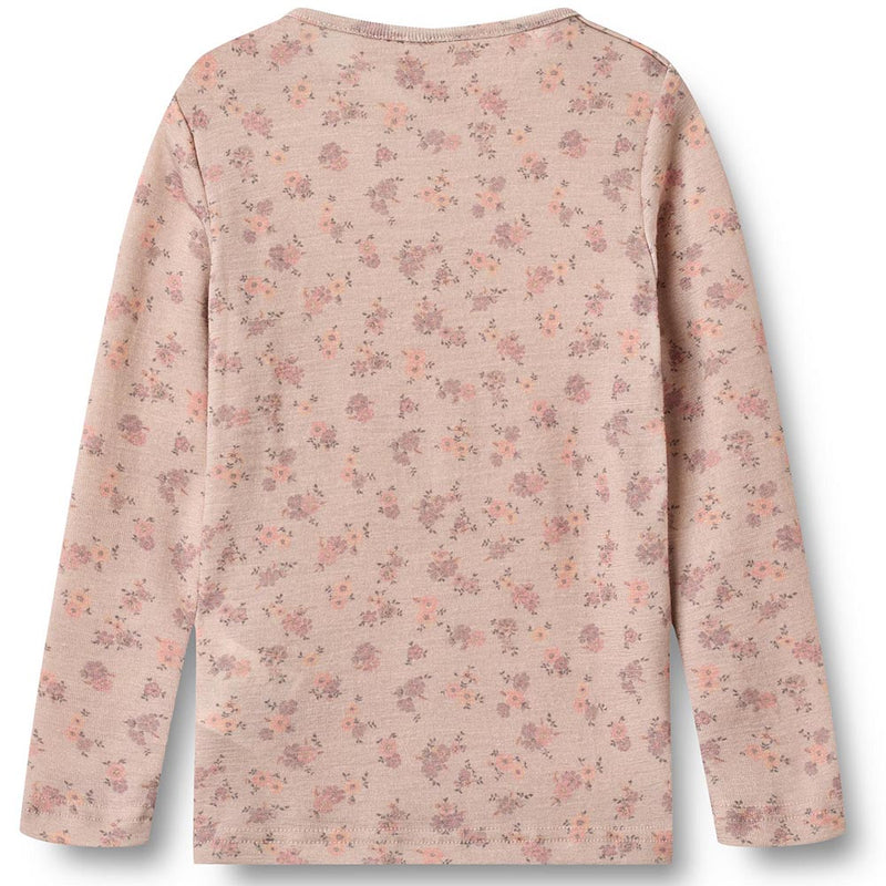 Merino Langarmshirt Alfie Lilac Flowers