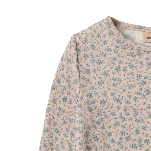 Merino Langarmshirt Alfie Blue Fowers