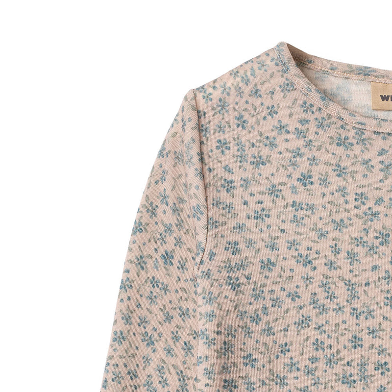 Merino Langarmshirt Alfie Blue Fowers