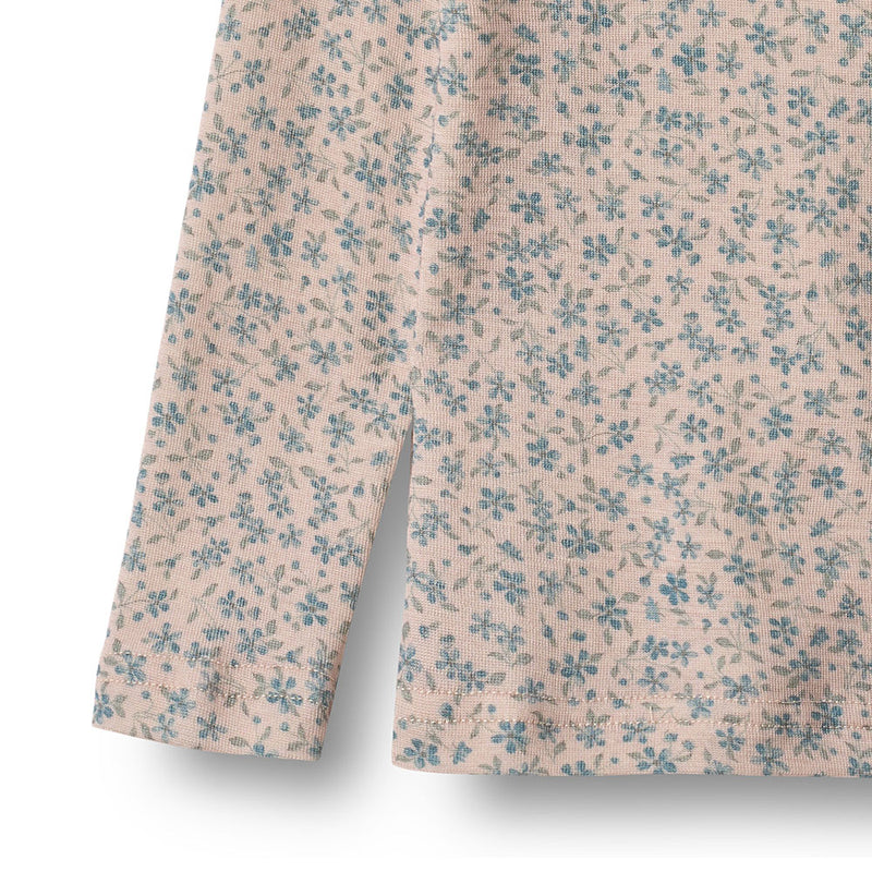 Merino Langarmshirt Alfie Blue Fowers