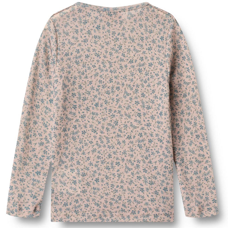 Merino Langarmshirt Alfie Blue Fowers