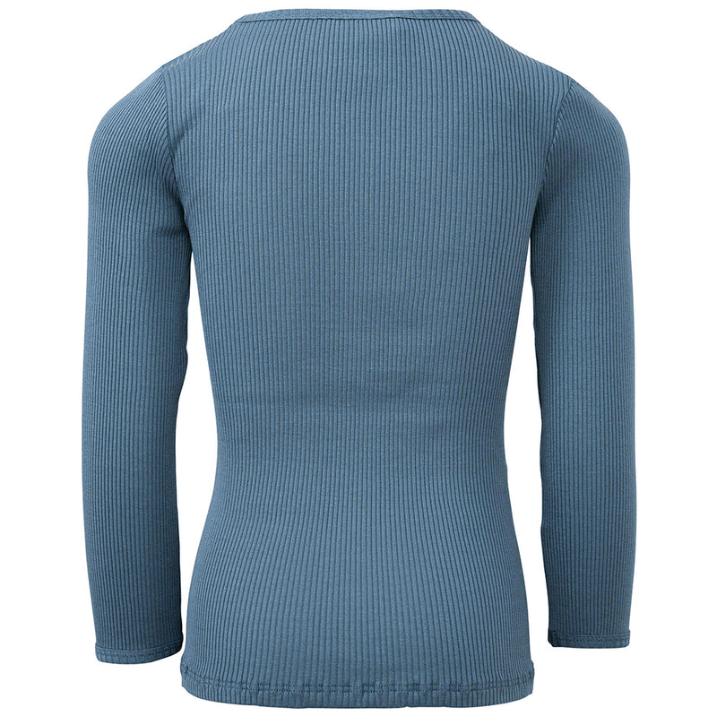 Ripp-Langarmshirt Bergen Seide Steel Blue