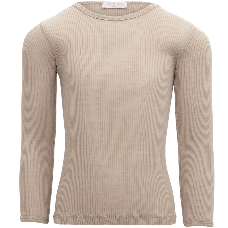 Merino Ripp-Langarmshirt Atlantic Beige
