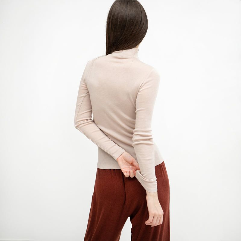 Adult Merino Langarm-Rollkragenshirt Vakrast Beige