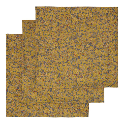 Mulltücher 3er Set Winter Leaves Mustard 65 x 65 cm
